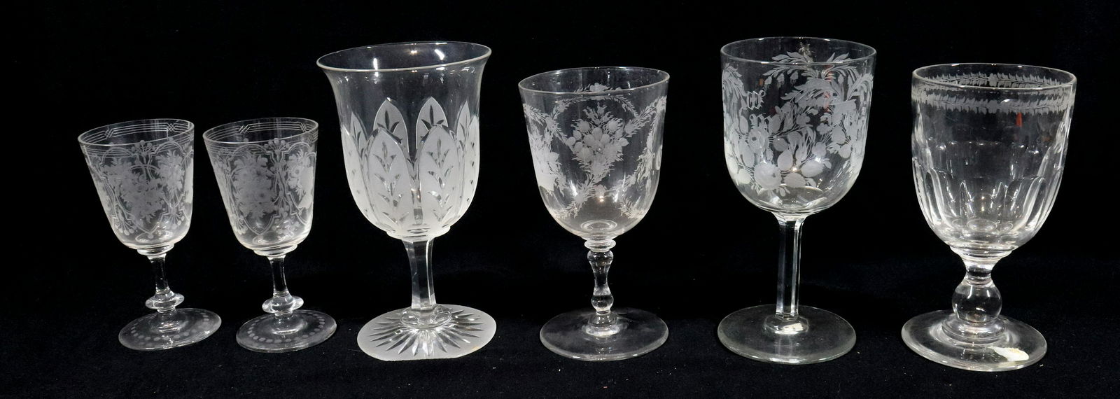 (6) CUT AND ENGRAVED GOBLETS (1 of 5)