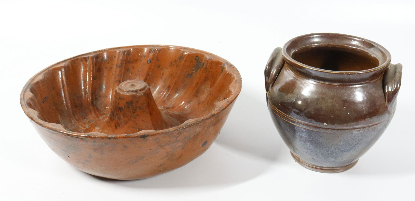 REDWARE MOLD AND STONEWARE CROCK (1 of 3)