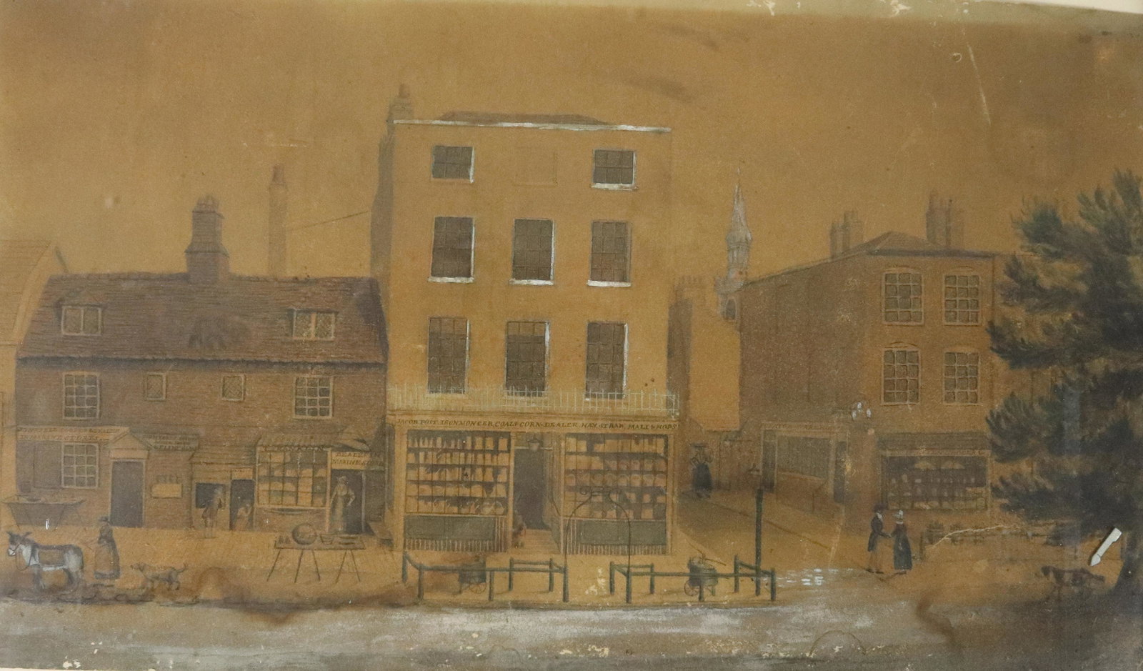 19TH C. DEPICTION OF COASTAL TOWN STREET (1 of 4)