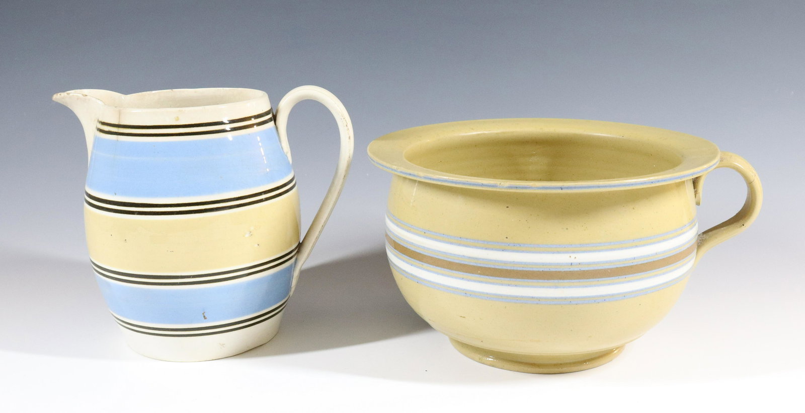 MOCHAWARE PITCHER AND YELLOW WARE CHAMBER POT (1 of 6)