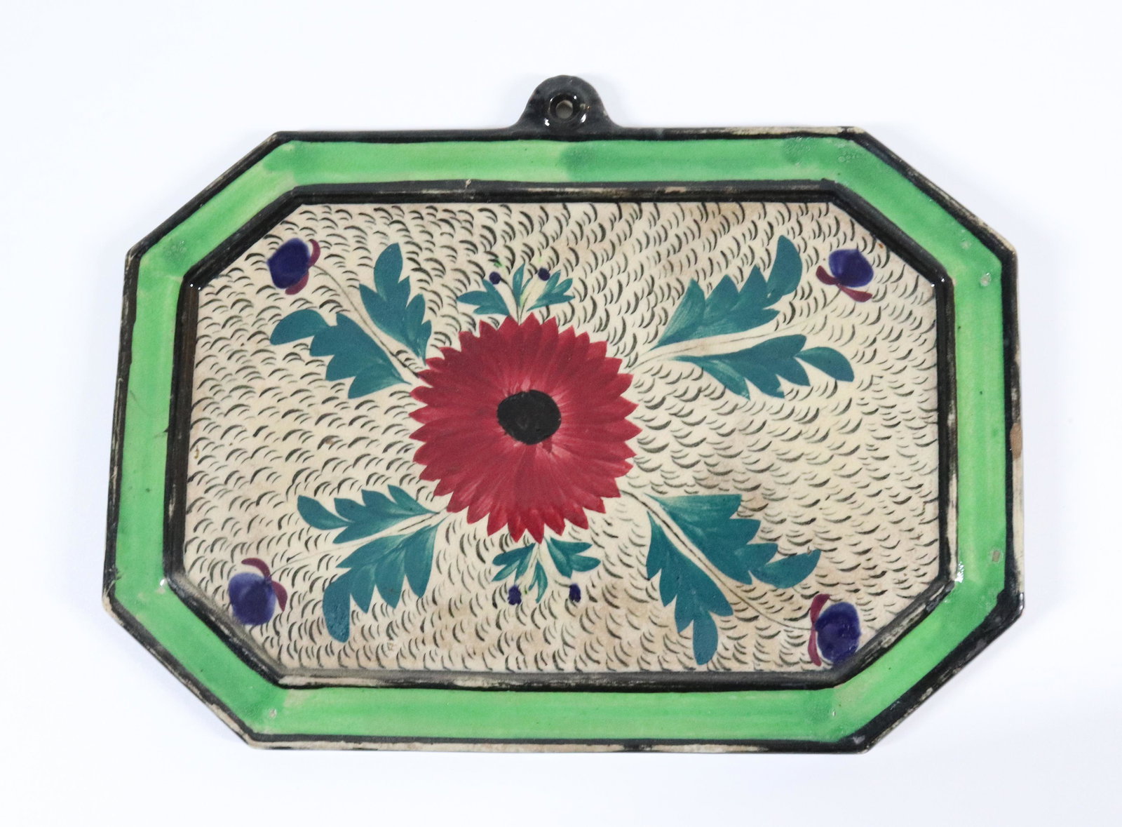 HAND PAINTED OCTAGONAL PORCELAIN WALL PLAQUE (1 of 2)