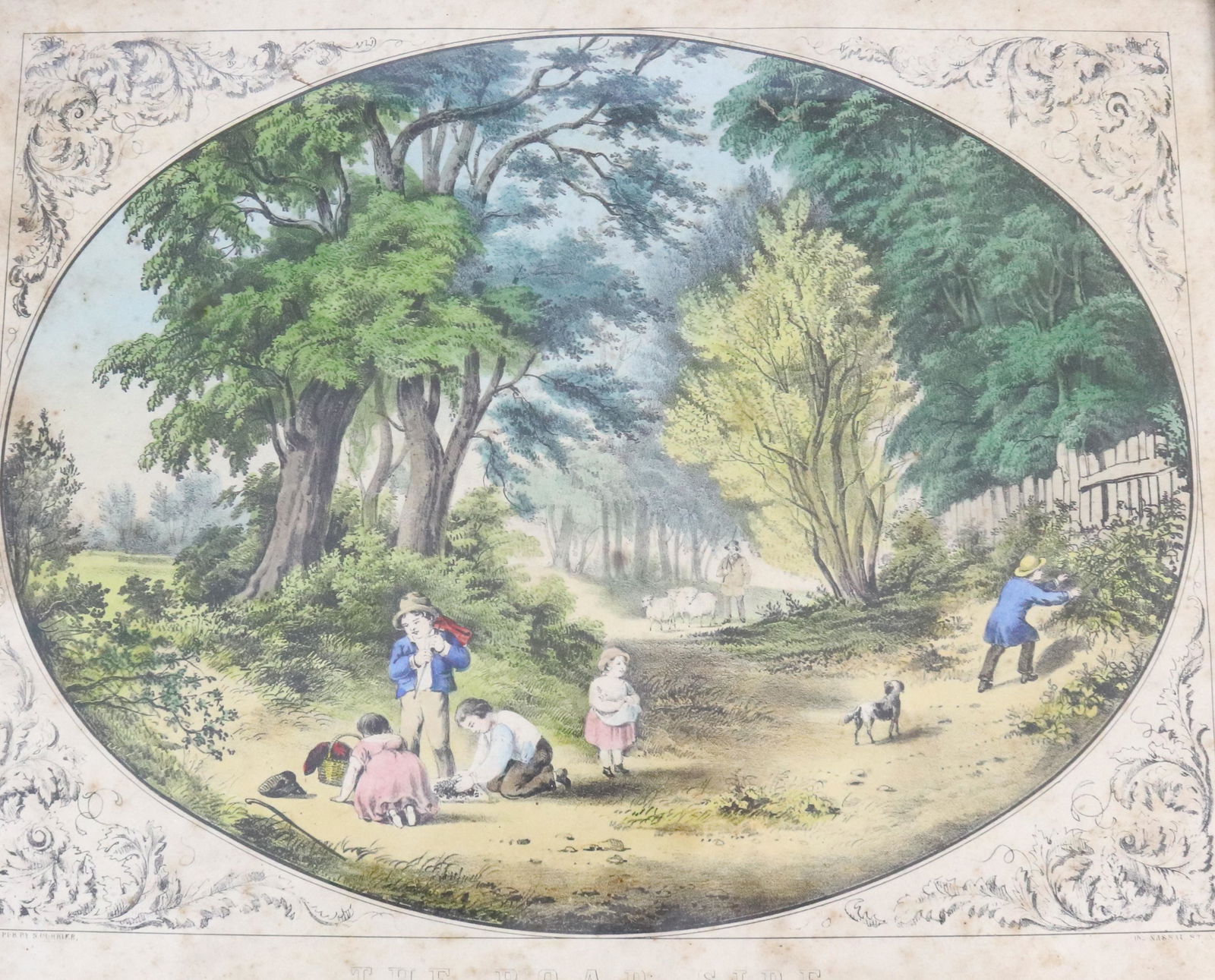 HAND COLORED CURRIER FRAMED LITHO (1 of 6)