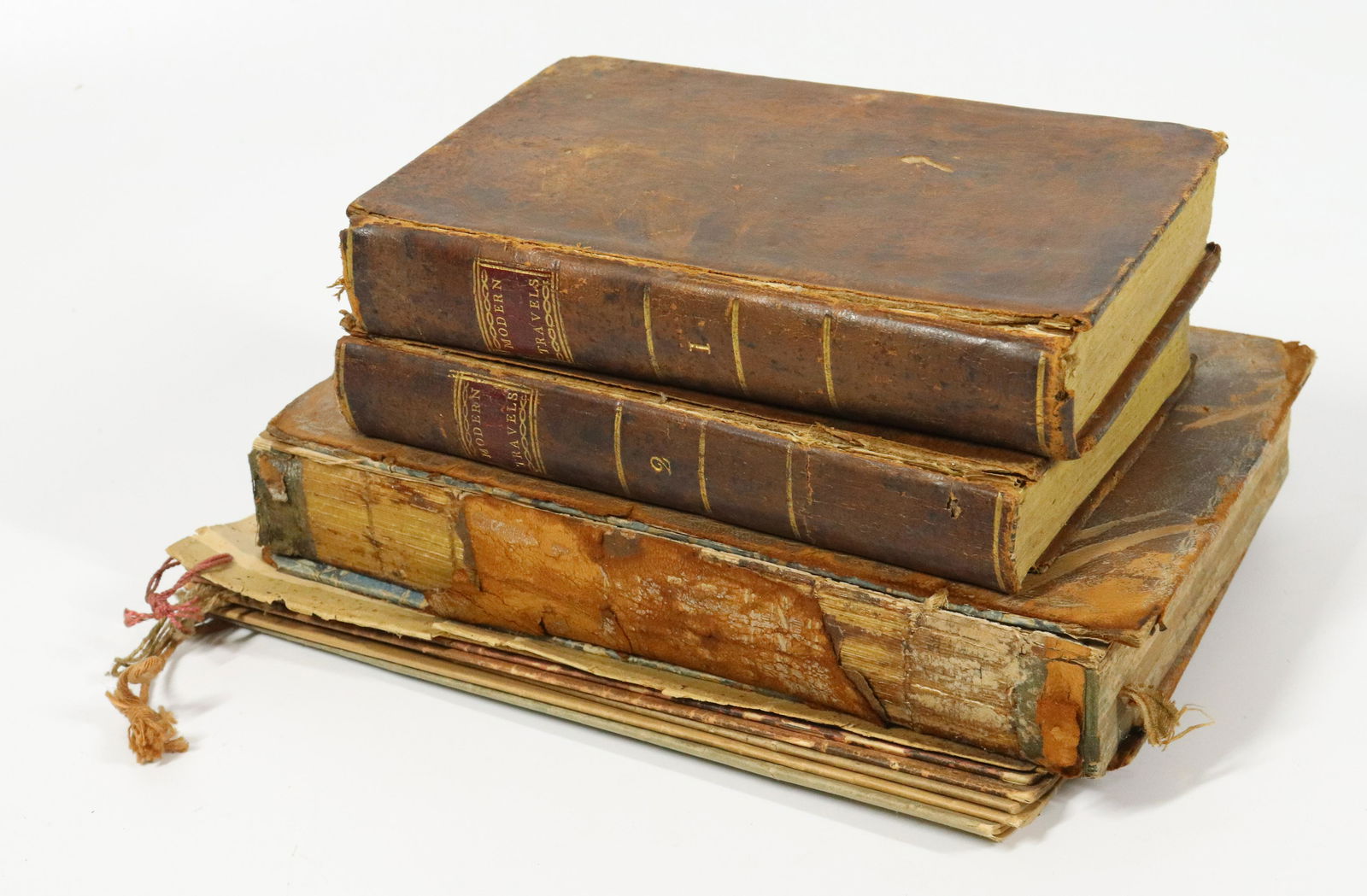 LOT OF LEATHER BOUND BOOKS AND ALMANACS (1 of 5)