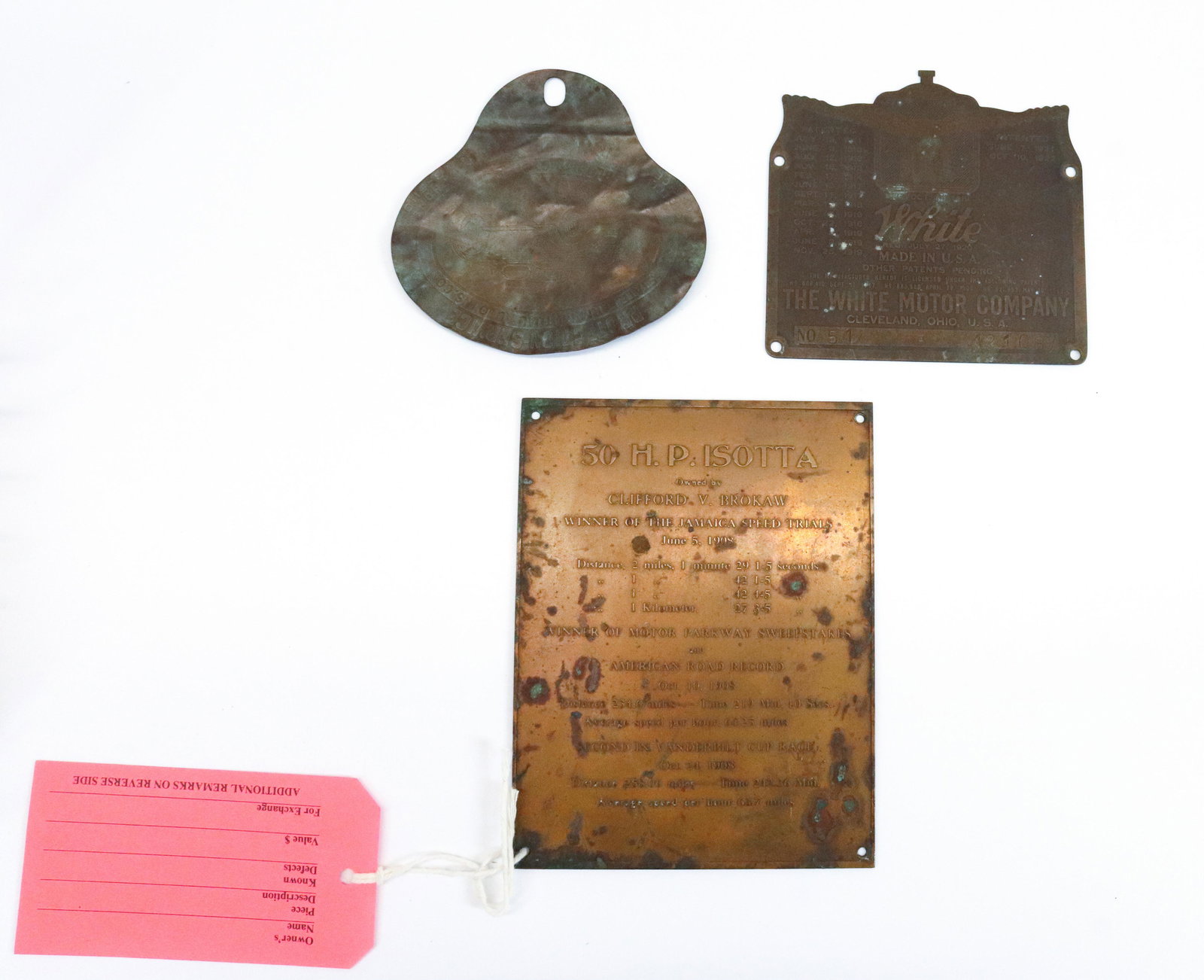 (3) BRASS AUTOMOTIVE PLAQUES (1 of 5)