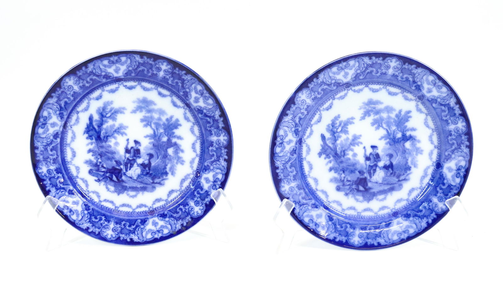 PAIR OF FLOW BLUE PLATES (0078) on Jan 16, 2023 Hartzell's Auction