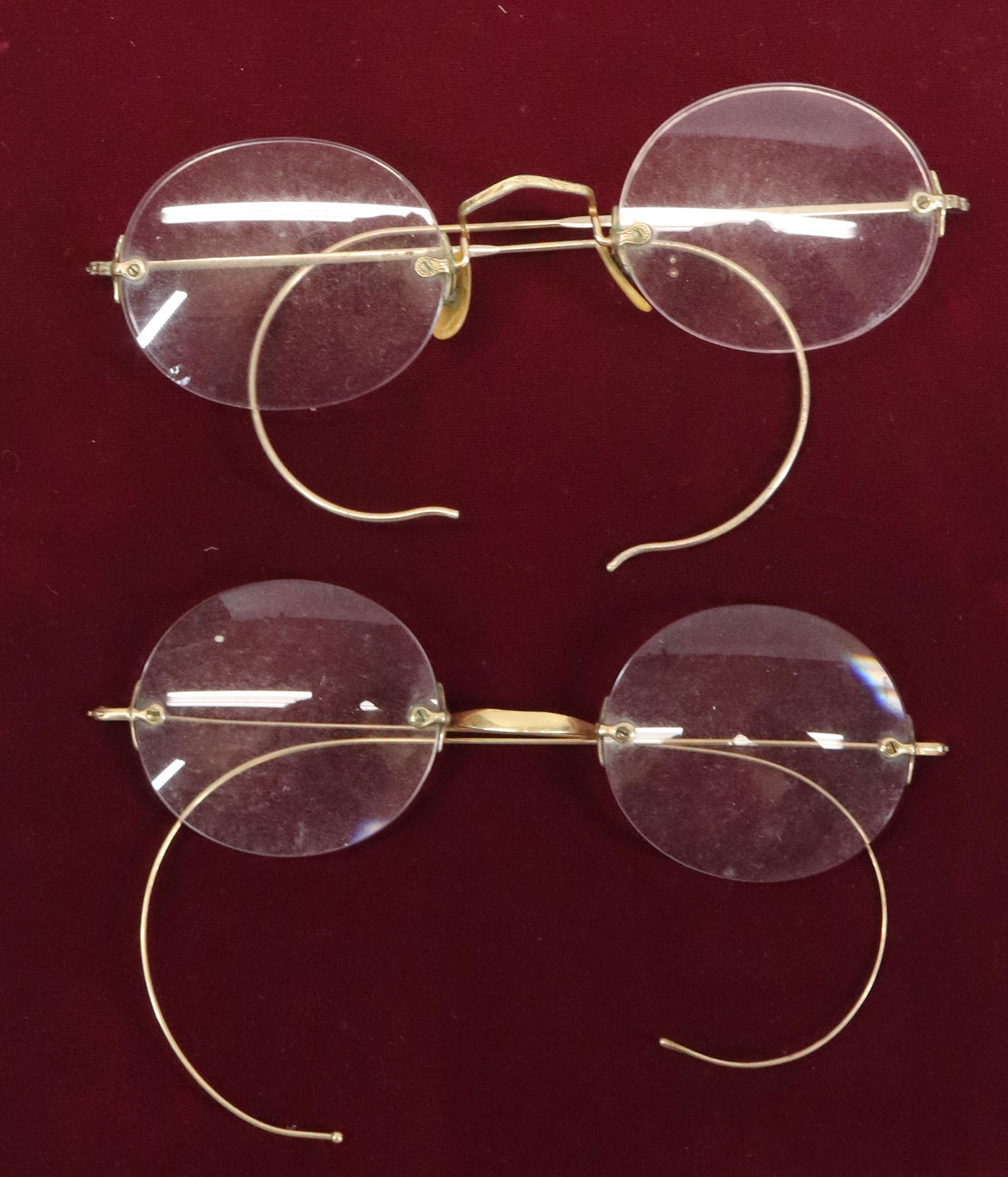 (2) PAIRS OF GOLD FRAMED EYEGLASSES: ONE PAIR IS MRKD. 12K ON NOSE BRIDGE.