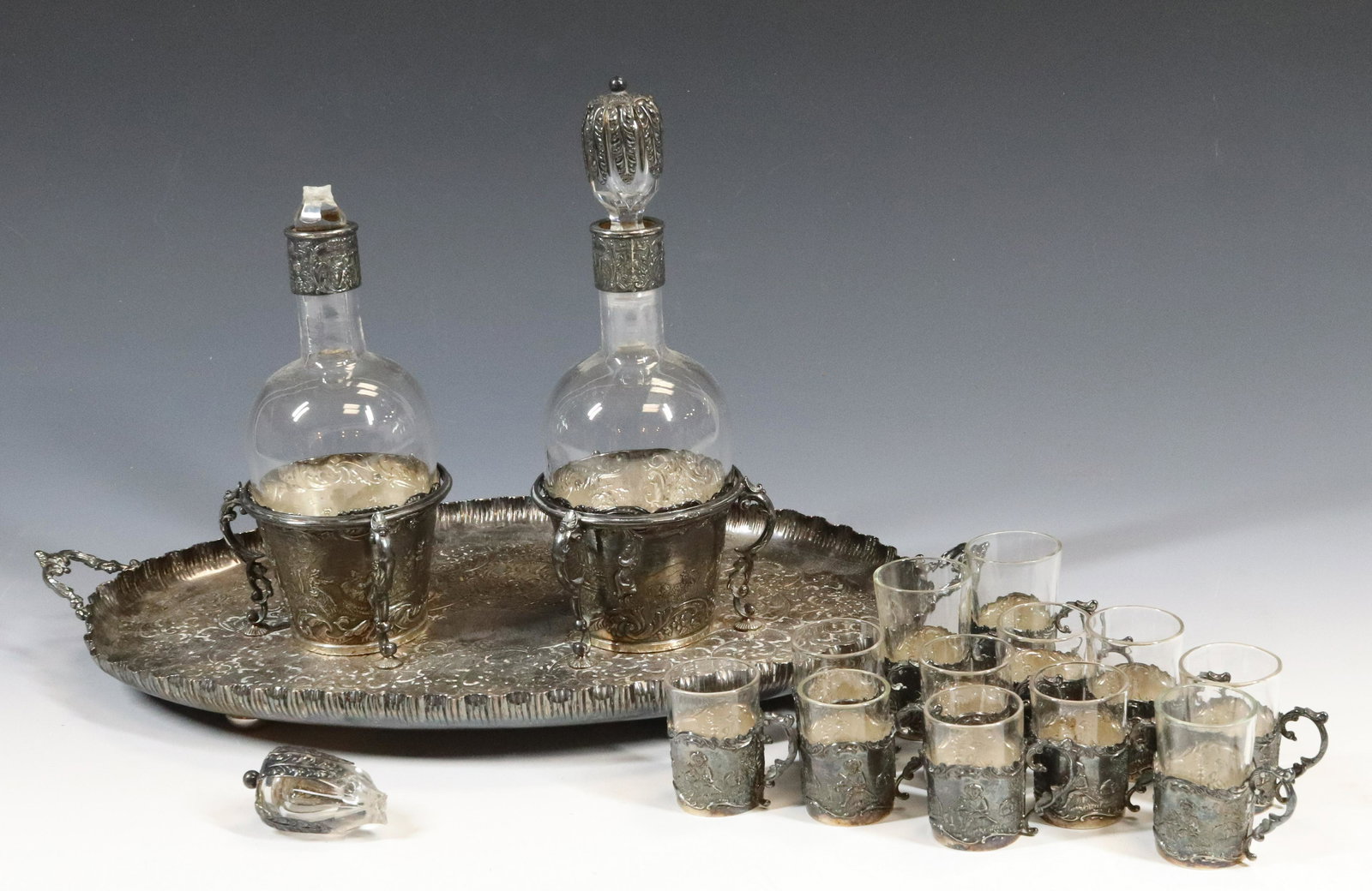 ENGLISH STERLING SILVER DECANTER SET (1 of 6)