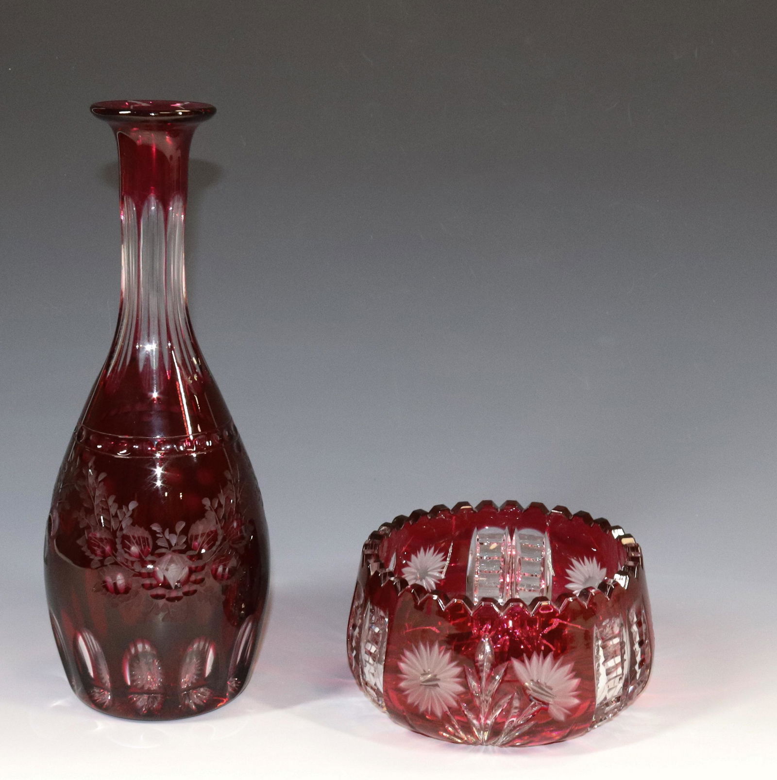 (2) RUBY OVERLAY GLASS (1 of 5)