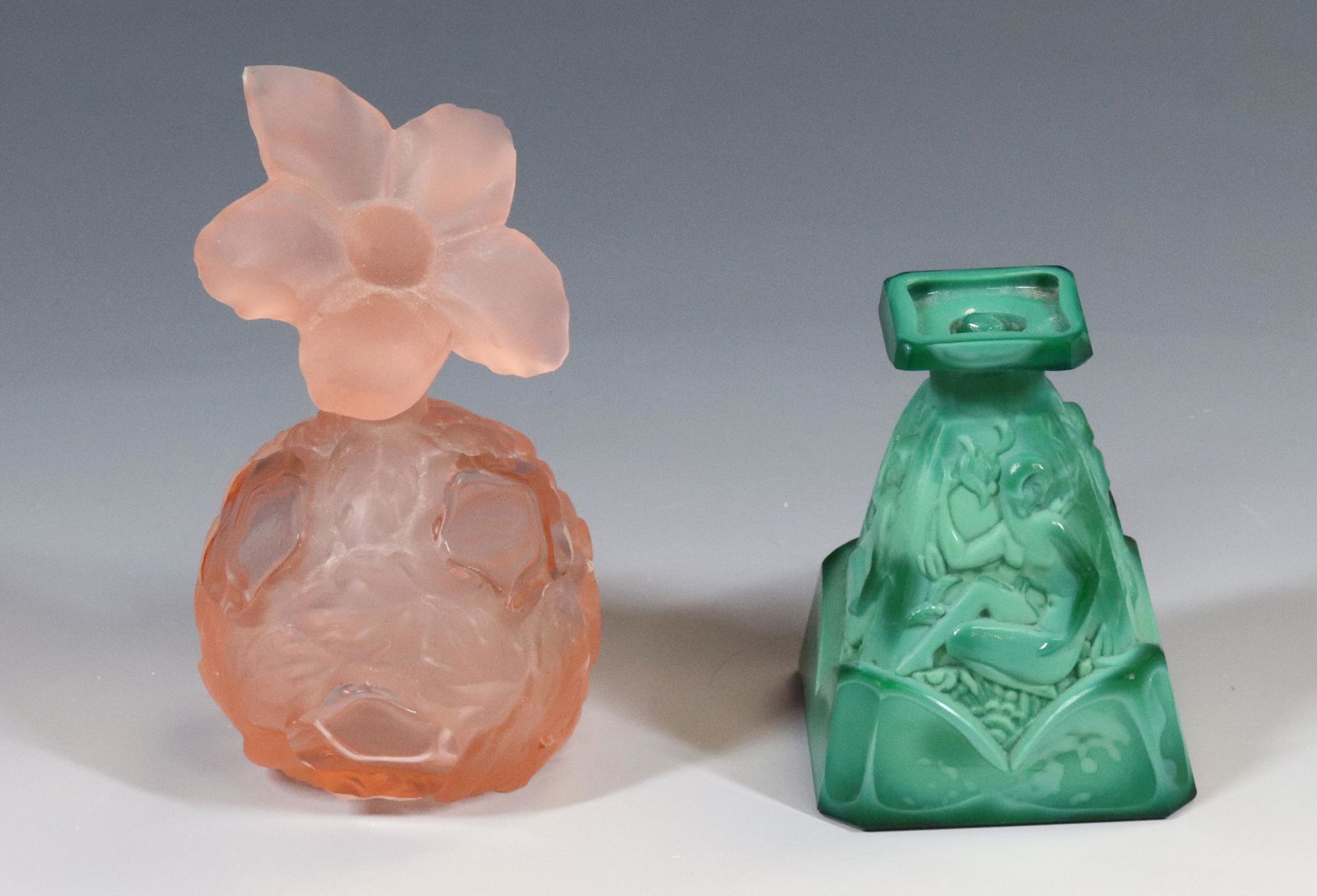 (2) CZECH PERFUME BOTTLES IN COLOR (1 of 5)