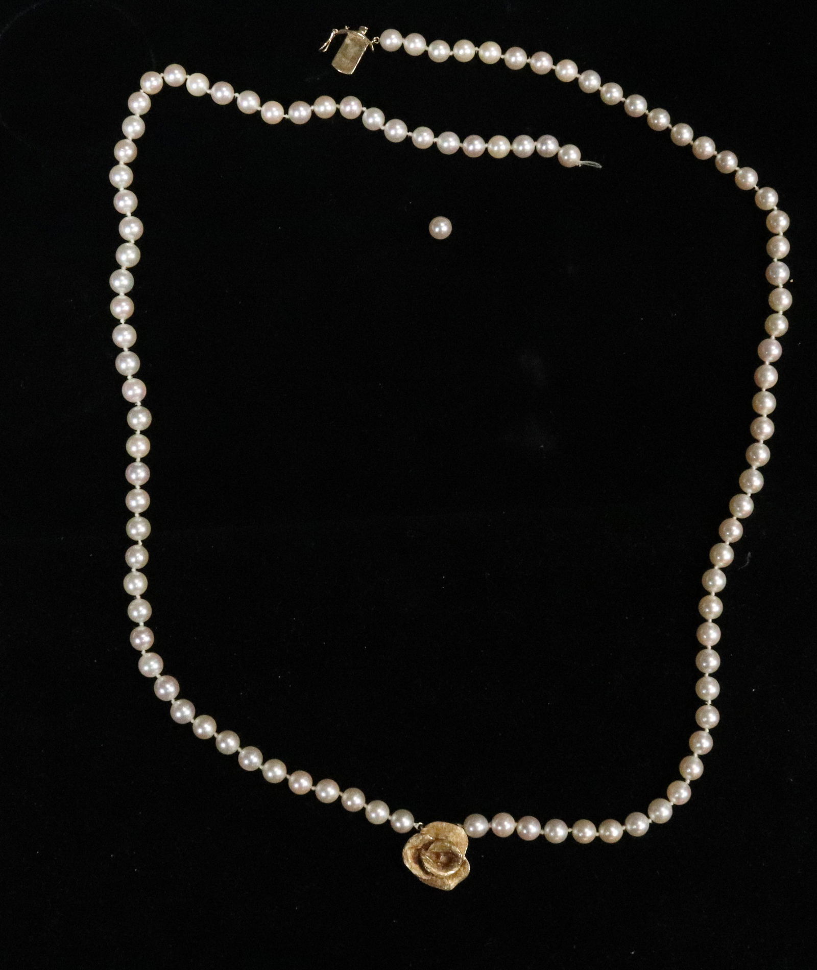 MOVADO 7.4MM DOUBLE STRAND OF CULTURED PEARLS: 14K YELLOW GOLD OPEN ROSE CATCH 16.1/2"L CATCH WEIGHT 5.5 DWT UPDATED 2023 Terms for Purchasing and Shipping of Auction Items. Please read carefully before bidding. All payments for purchases will be