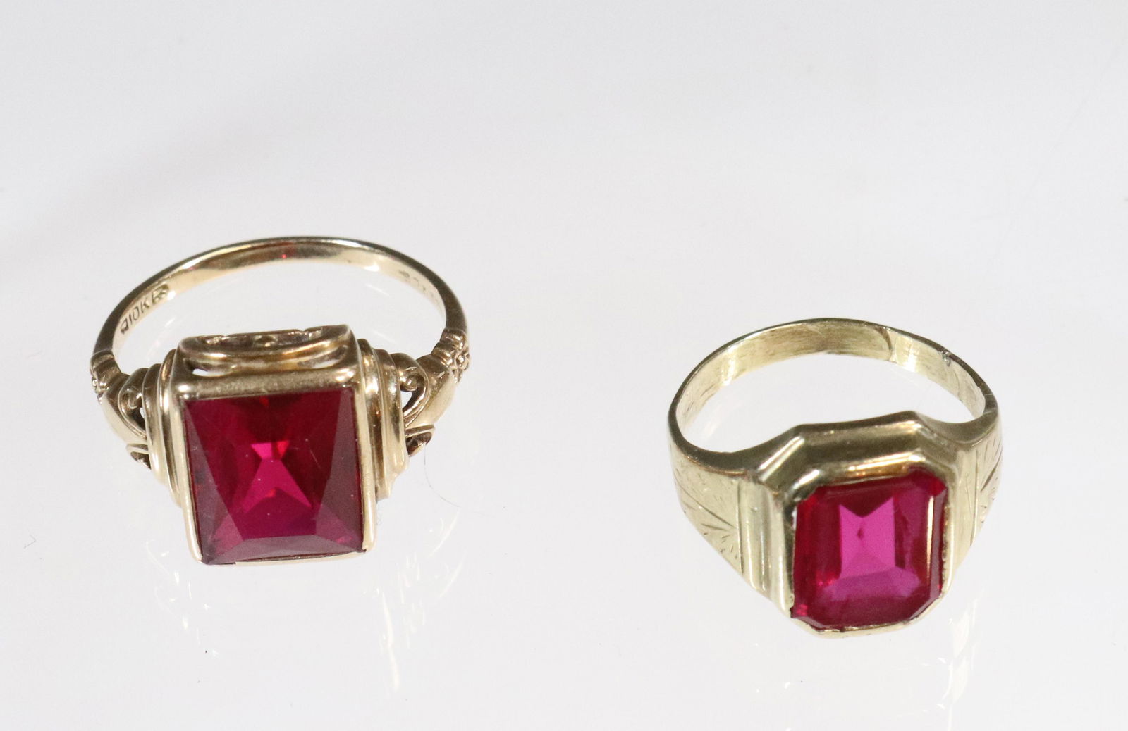 10K GOLD (2) RUBY RINGS (1 of 5)