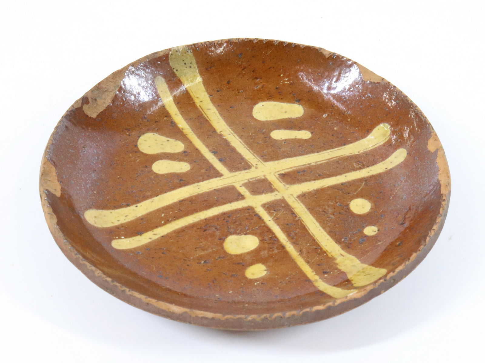 SLIP DECORATED REDWARE PIE PLATE (1 of 3)