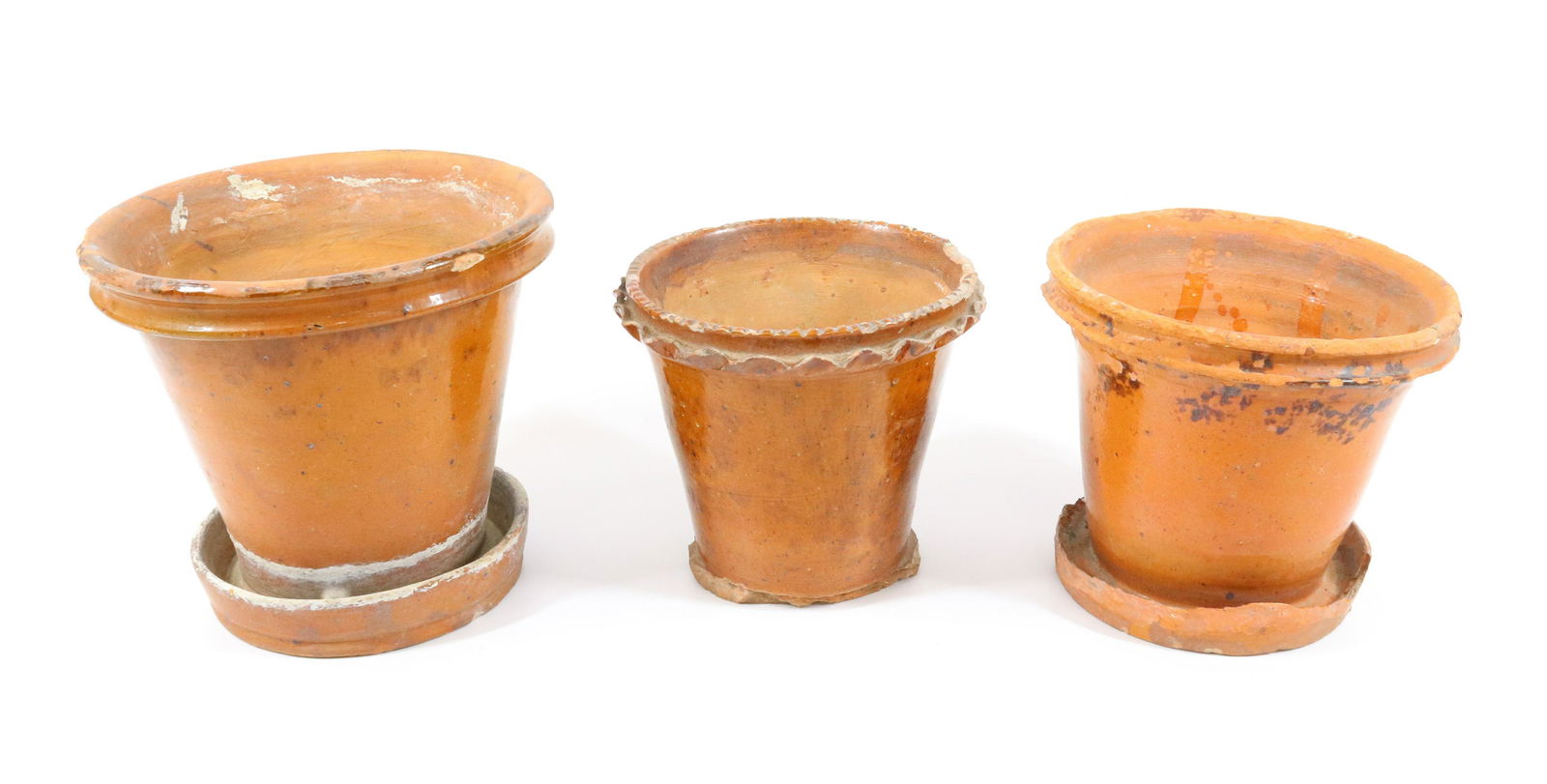(3) REDWARE FLOWER POTS (1 of 4)