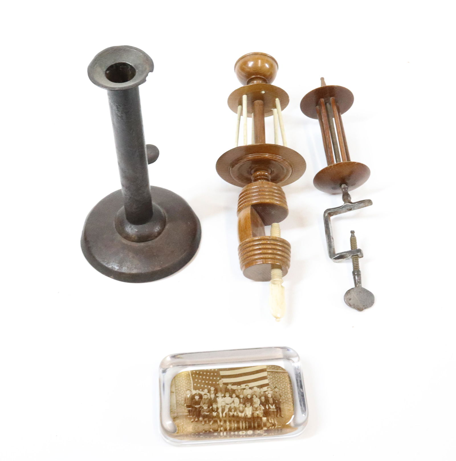 PUSH-UP CANDLESTICK,  TWO WINDERS AND PAPERWEIGHT (1 of 6)