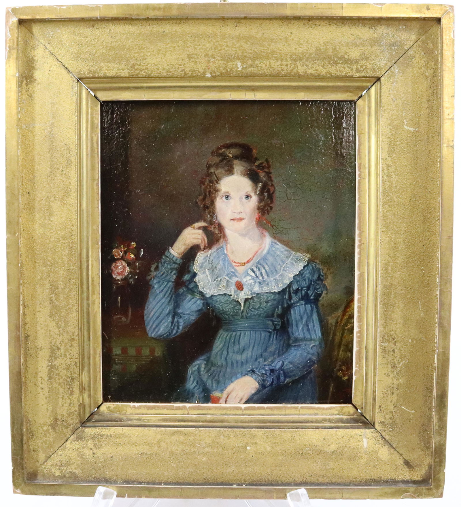19TH C. OIL PAINTING OF SEATED WOMAN (1 of 3)
