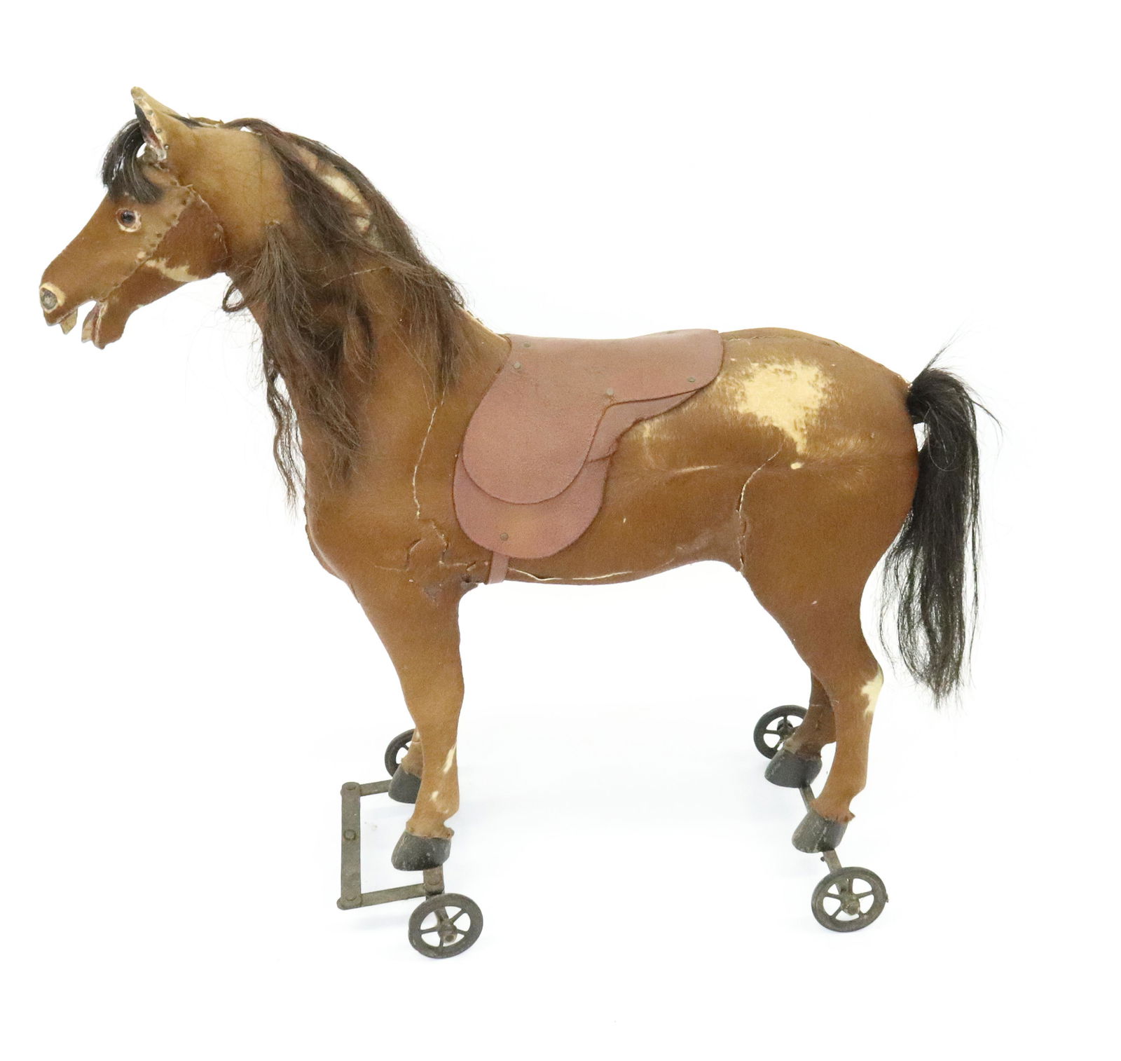 ANTIQUE WHEELED TOY HORSE (1 of 5)