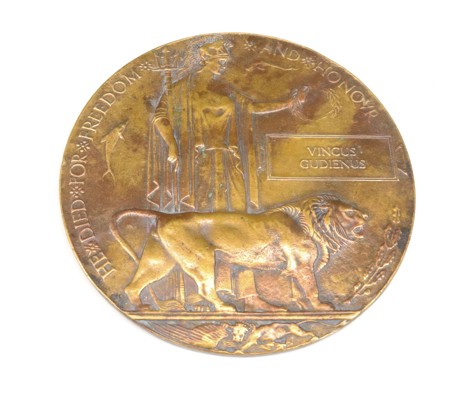 WWI BRONZE DEATH PLAQUE (1 of 2)