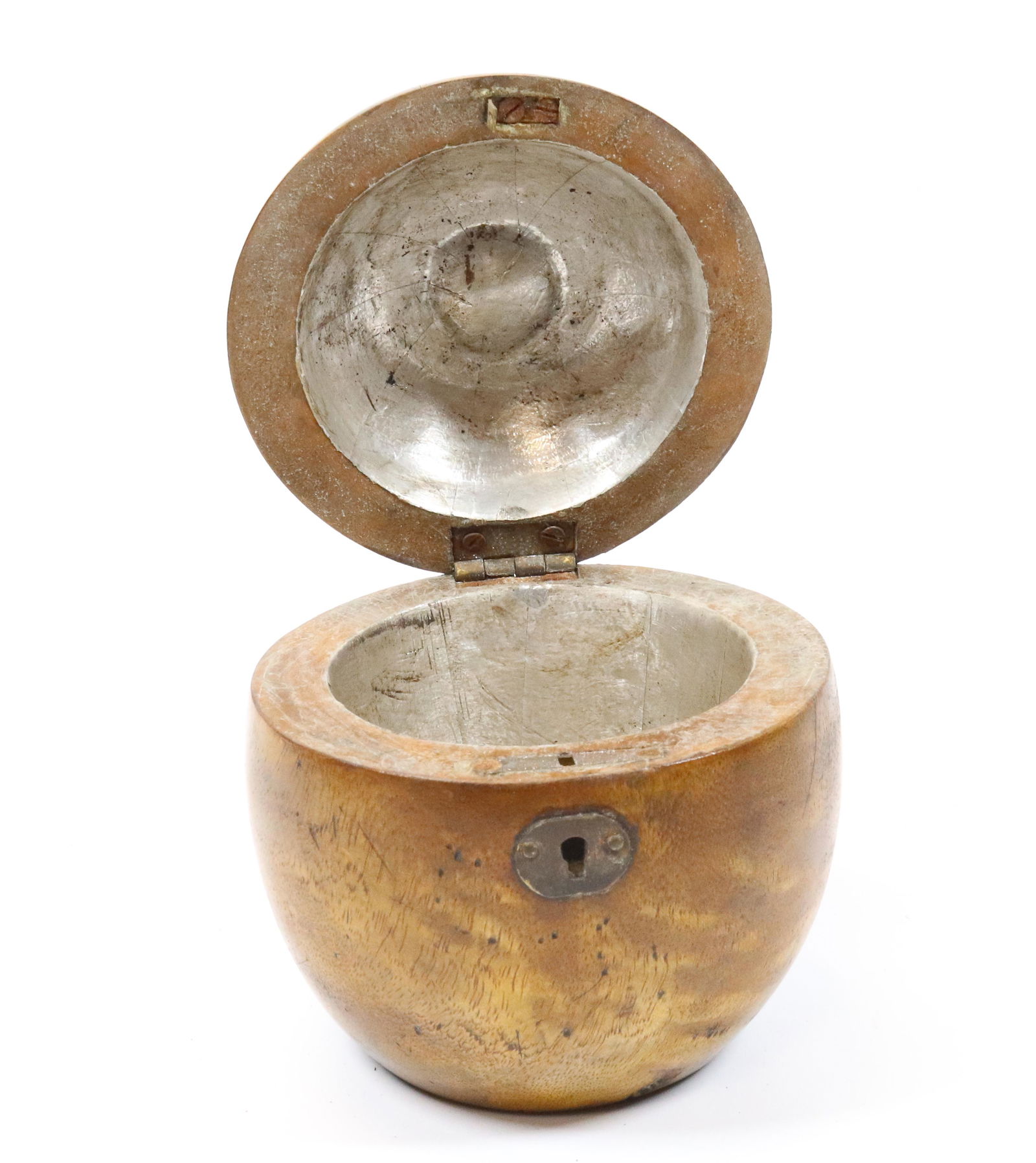 ANTIQUE APPLE SHAPED TEA  CADDY (1 of 3)