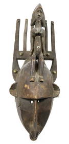 LARGE CARVED AFRICAN MASK (1 of 6)