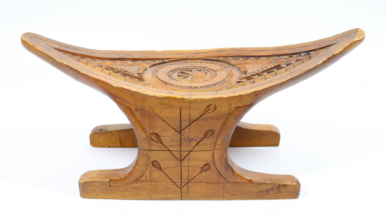 CARVED AFRICAN HEAD REST (1 of 4)