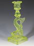 NEW ENGLAND CANARY GLASS DOLPHIN CANDLESTICK