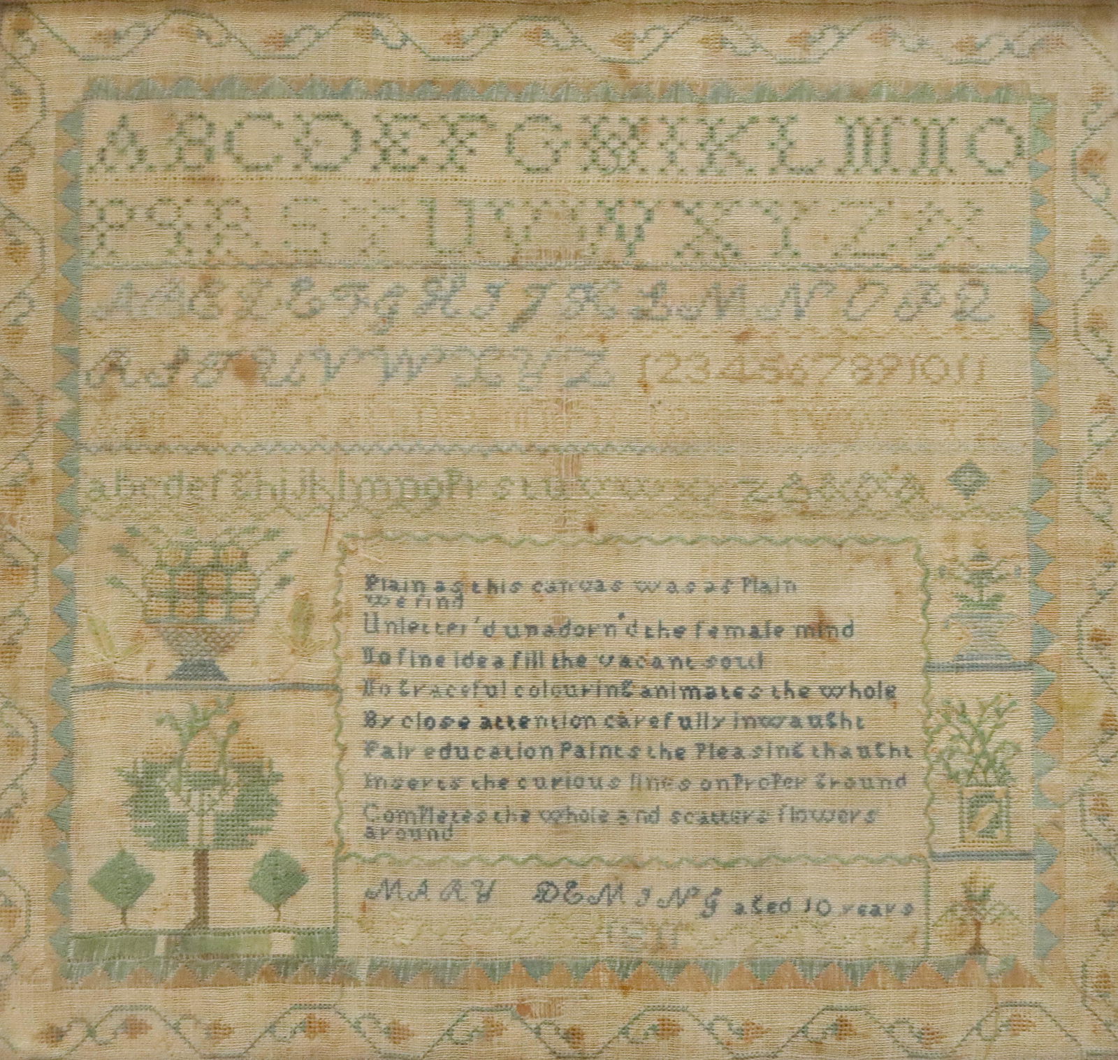 EARLY 19TH CENTURY SCHOOL GIRL SAMPLER (1 of 5)