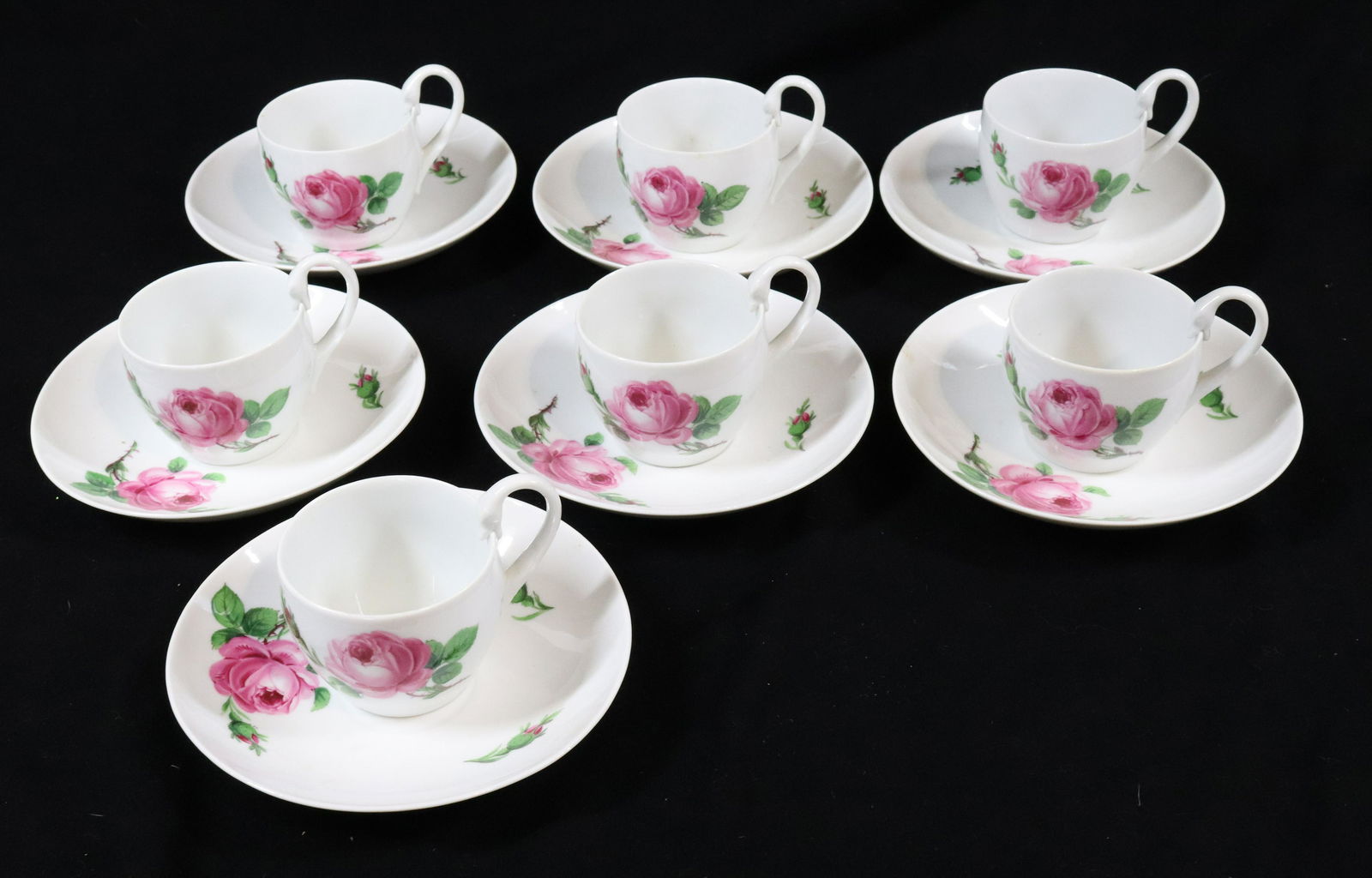 (7) MEISSEN CUP & SAUCERS (1 of 3)