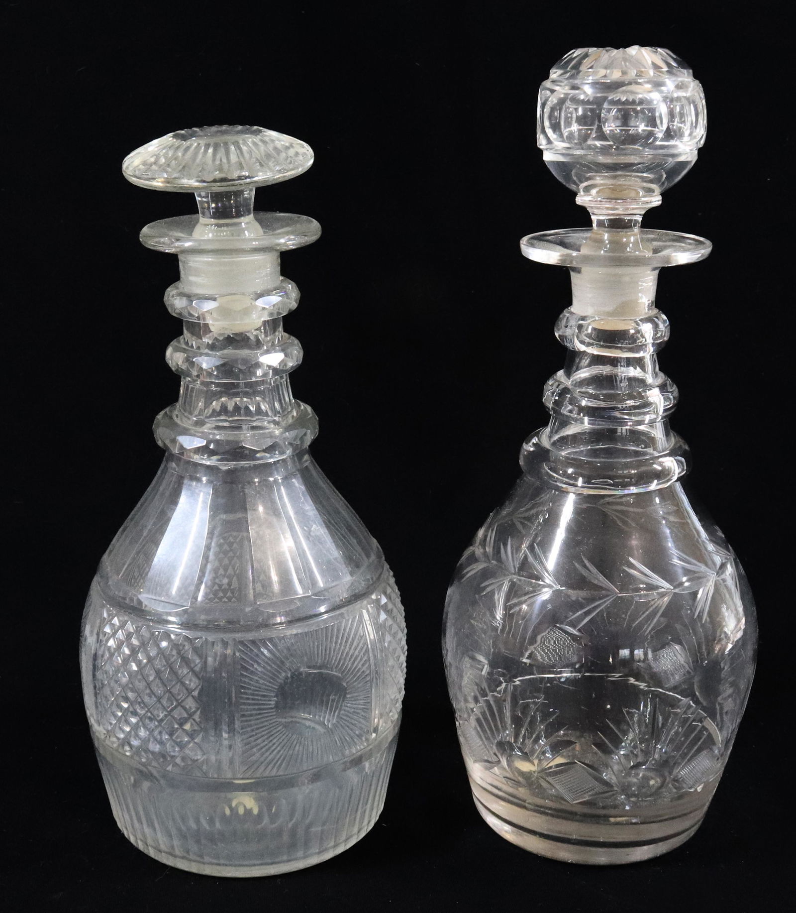 PAIR ENGLISH CUT GLASS DECANTERS (1 of 5)
