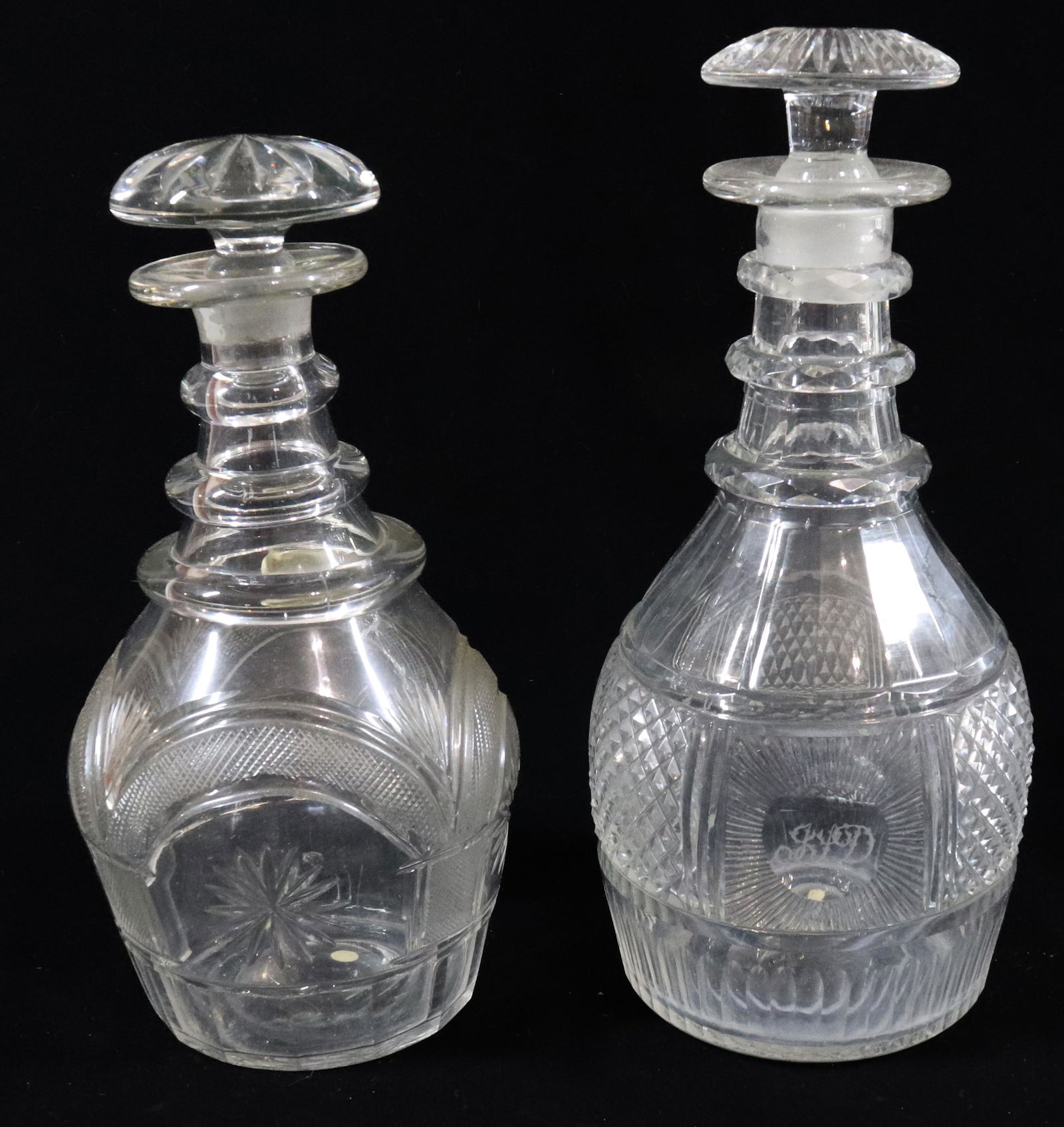 (2) PITTSBURGH CUT GLASS DECANTERS ONE MASONIC (1 of 4)