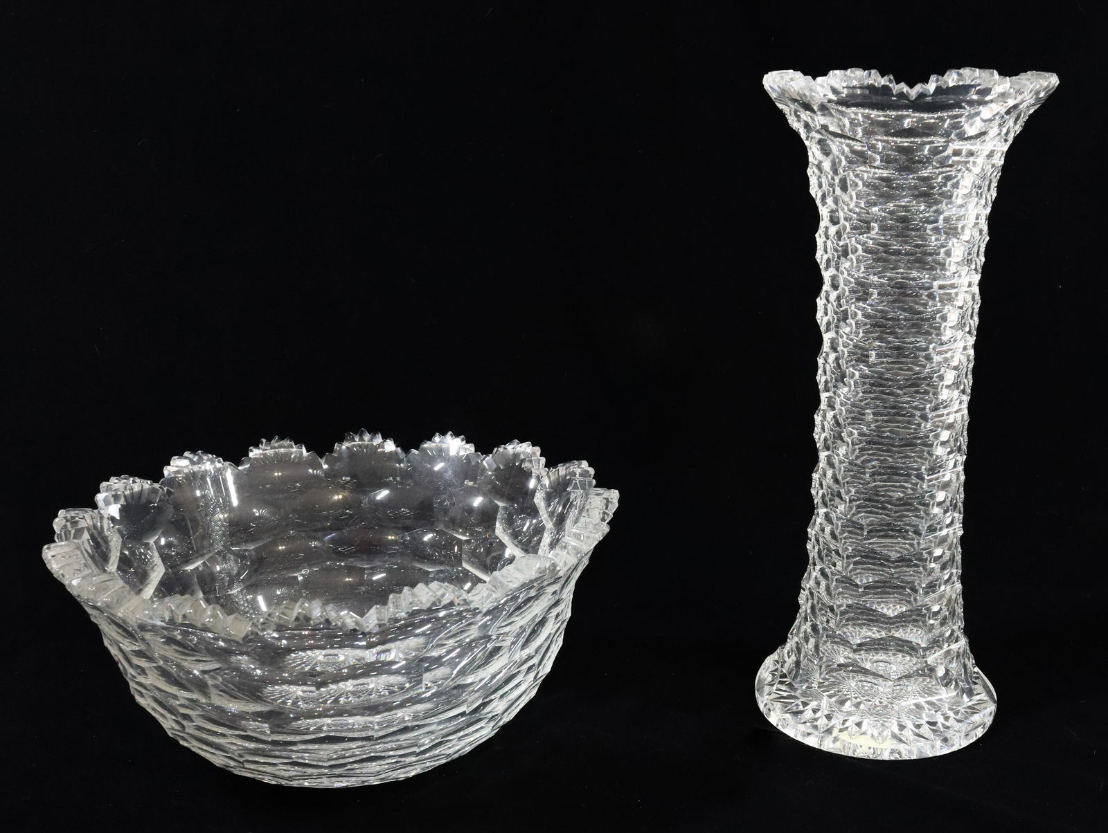 (2) AMERICAN BRILLIANT CUT GLASS VASE AND BOWL (1 of 7)