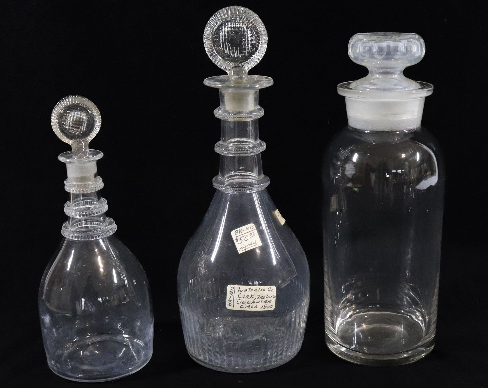 (3) DECANTERS AND APOTHECARY JAR (1 of 5)