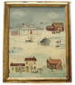 FOLK ART PAINTED WINTER SCENE ON CANVAS