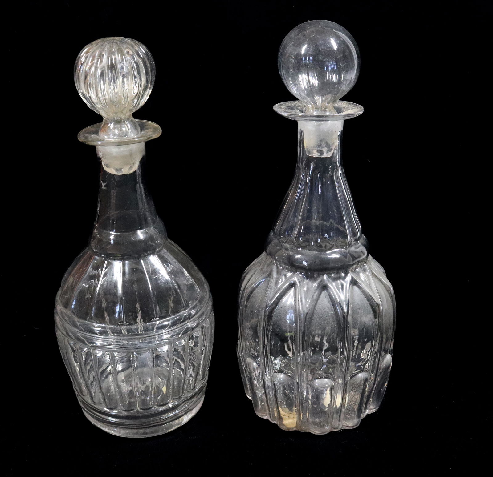 (2) BLOWN IN MOLD DECANTERS (1 of 5)