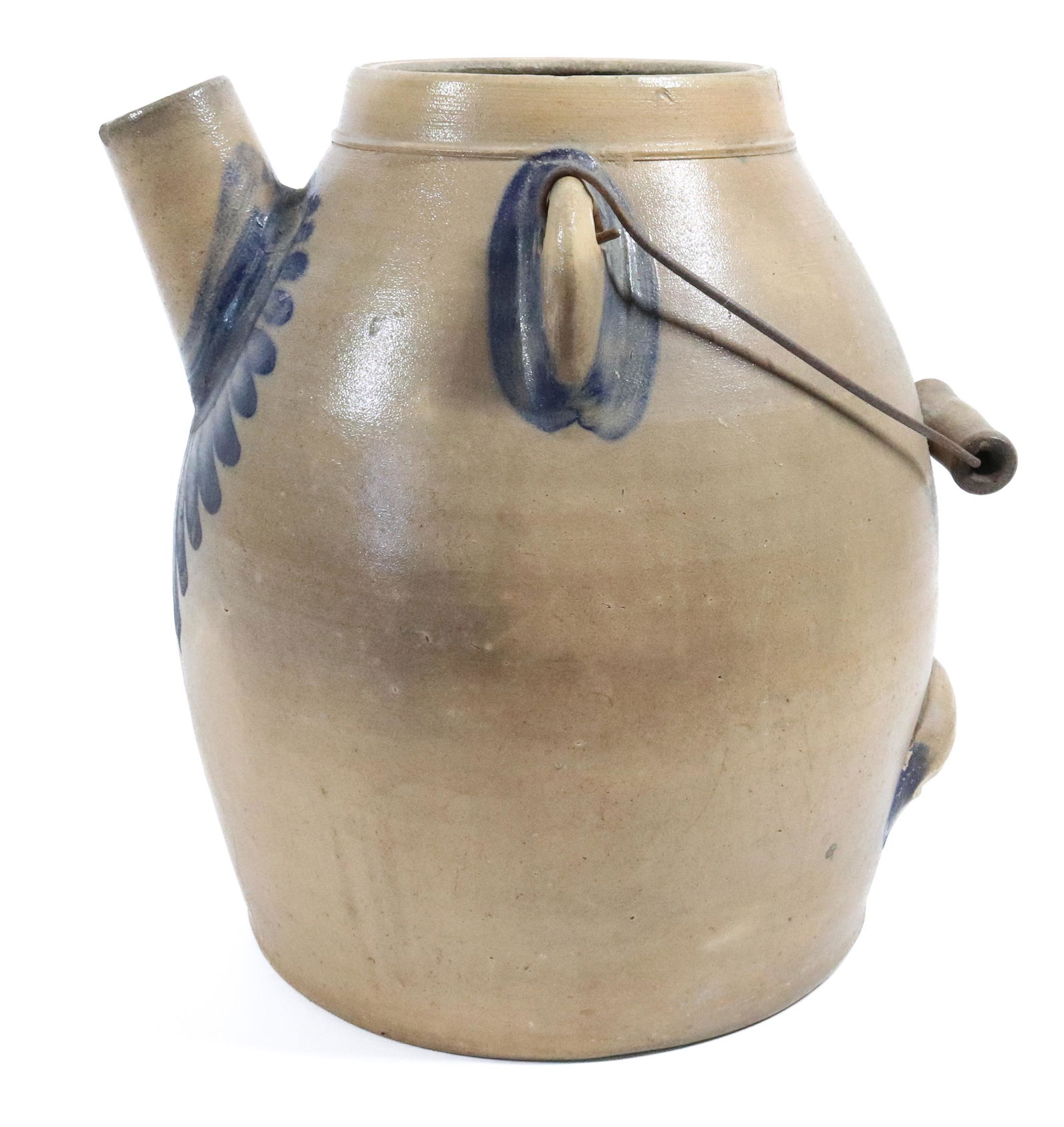 STONEWARE BLUE DECORATED BATTER JUG (1 of 5)