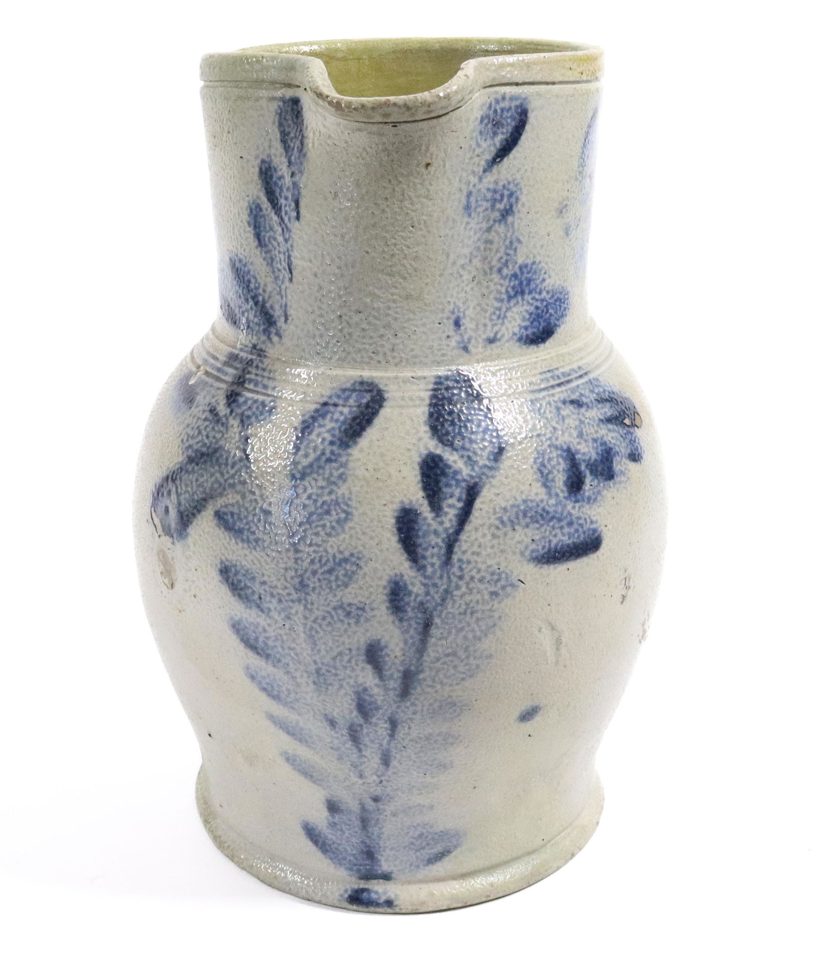 BLUE DECORATED STONEWARE PITCHER (1 of 8)