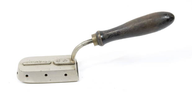 FRENCH POLISHING IRON: G & D DEPOSE. HEATED BY GAS JET. 9 1/4" TOTAL LENGTH. Terms: PLEASE READ CAREFULLY BEFORE BIDDING. THIS IS AN ONLINE ONLY AUCTION. PREVIEWS WILL BE - WEDNESDAY APRIL 26TH, THURSDAY APRIL 27TH