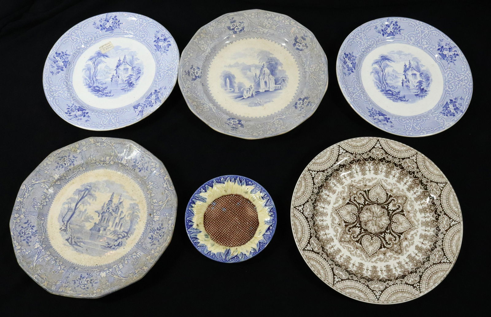 (6) TRANSFERWARE PLATES AND MAJOLICA (1 of 9)