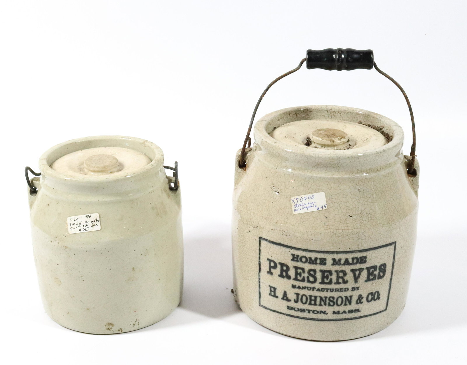 TWO STONEWARE PRESERVE JARS (1 of 5)