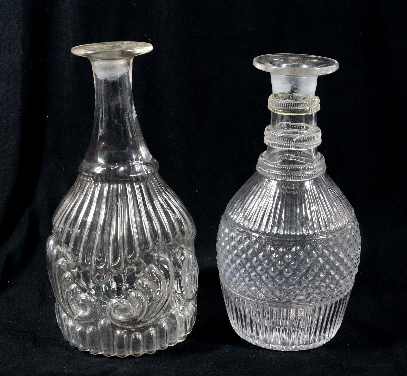 (2) BLOWN IN MOLD DECANTERS (1 of 4)