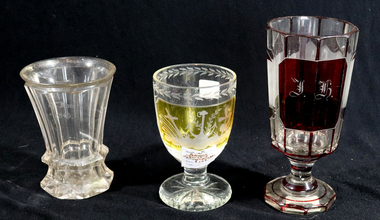 (3) CZECH ENGRAVED GOBLETS (1 of 6)