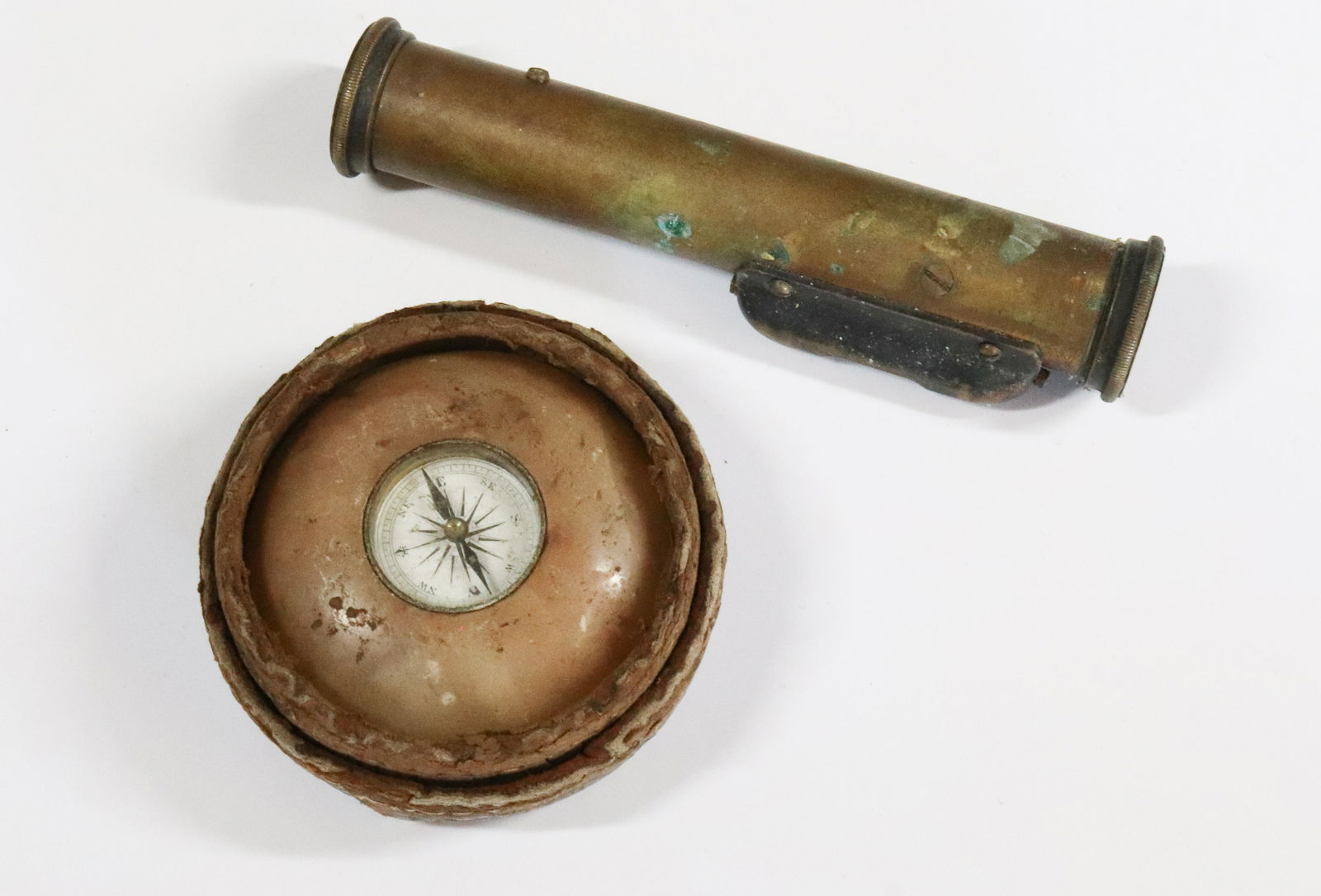 EARLY SOAPSTONE COMPASS/ BRASS SIGHT LEVEL (1 of 3)