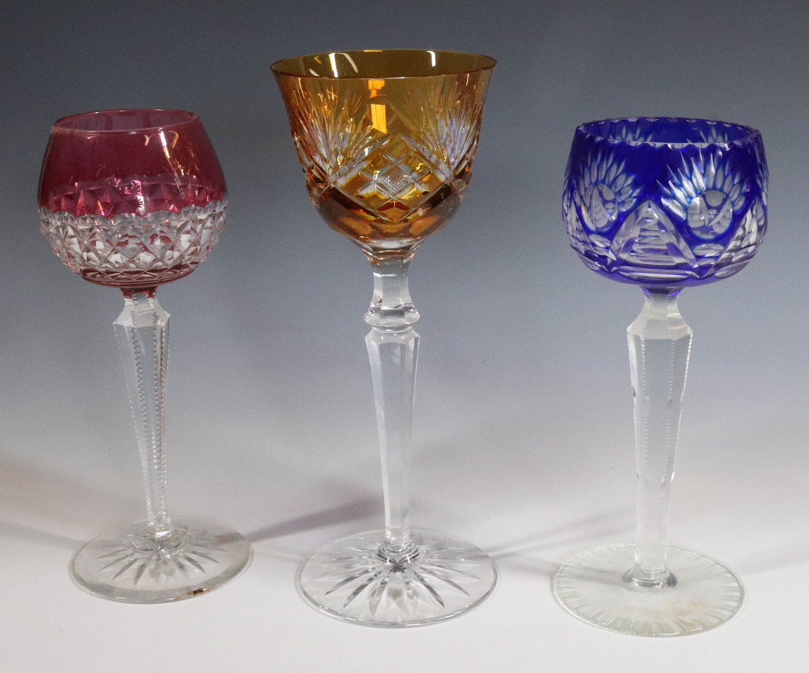 (3) CZECH OVERLAY CUT GOBLETS (1 of 3)