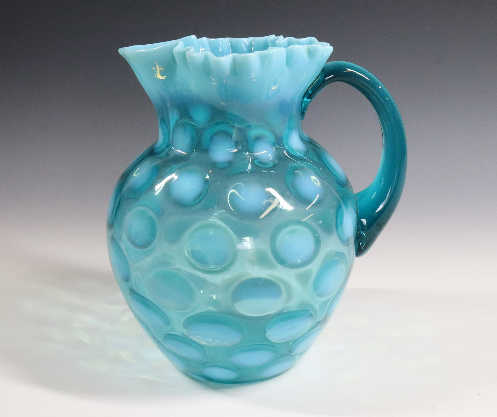BLUE FENTON COINSPOT PITCHER (1 of 5)