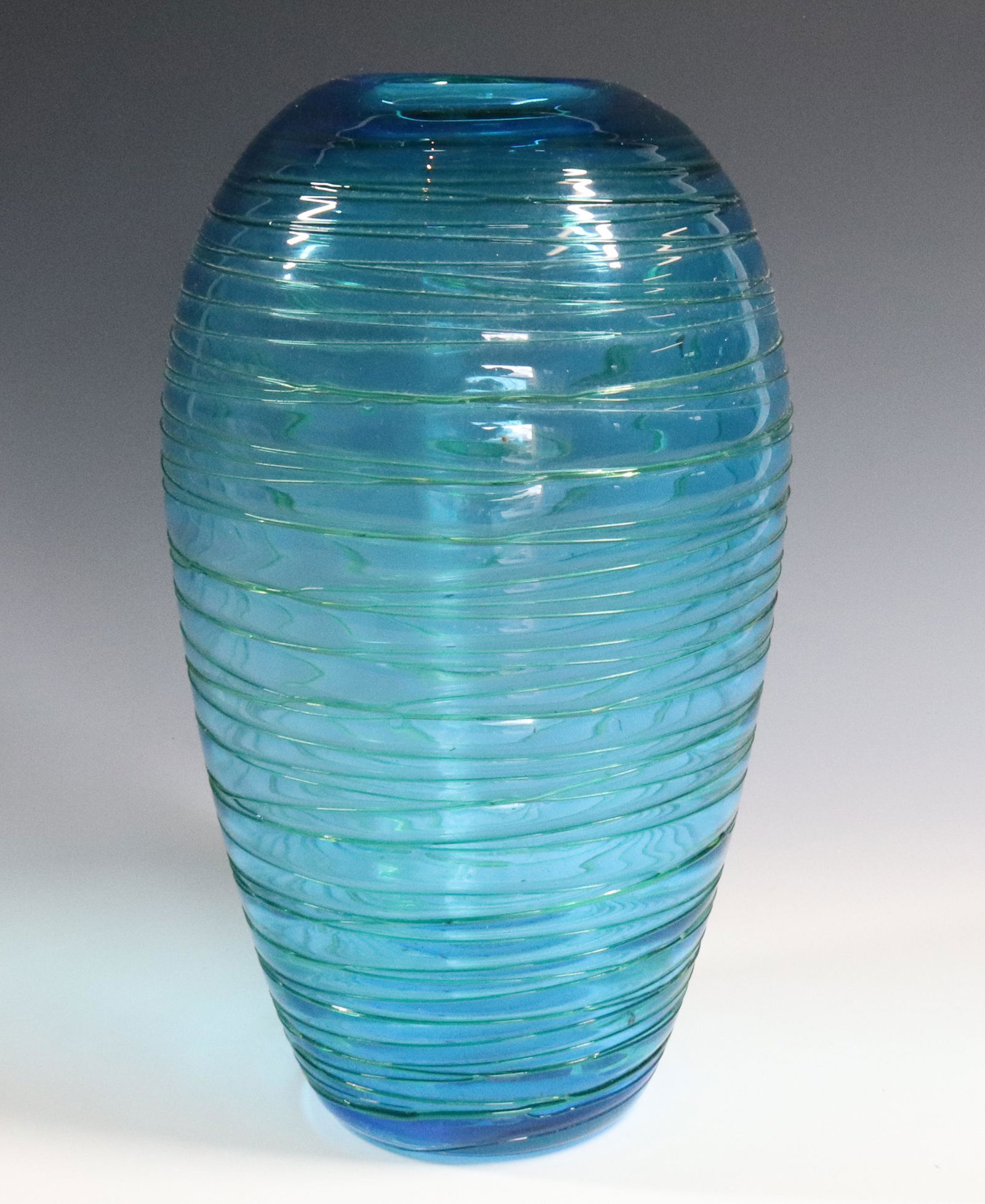 MID CENTURY TEAL BLUE VASE (1 of 3)