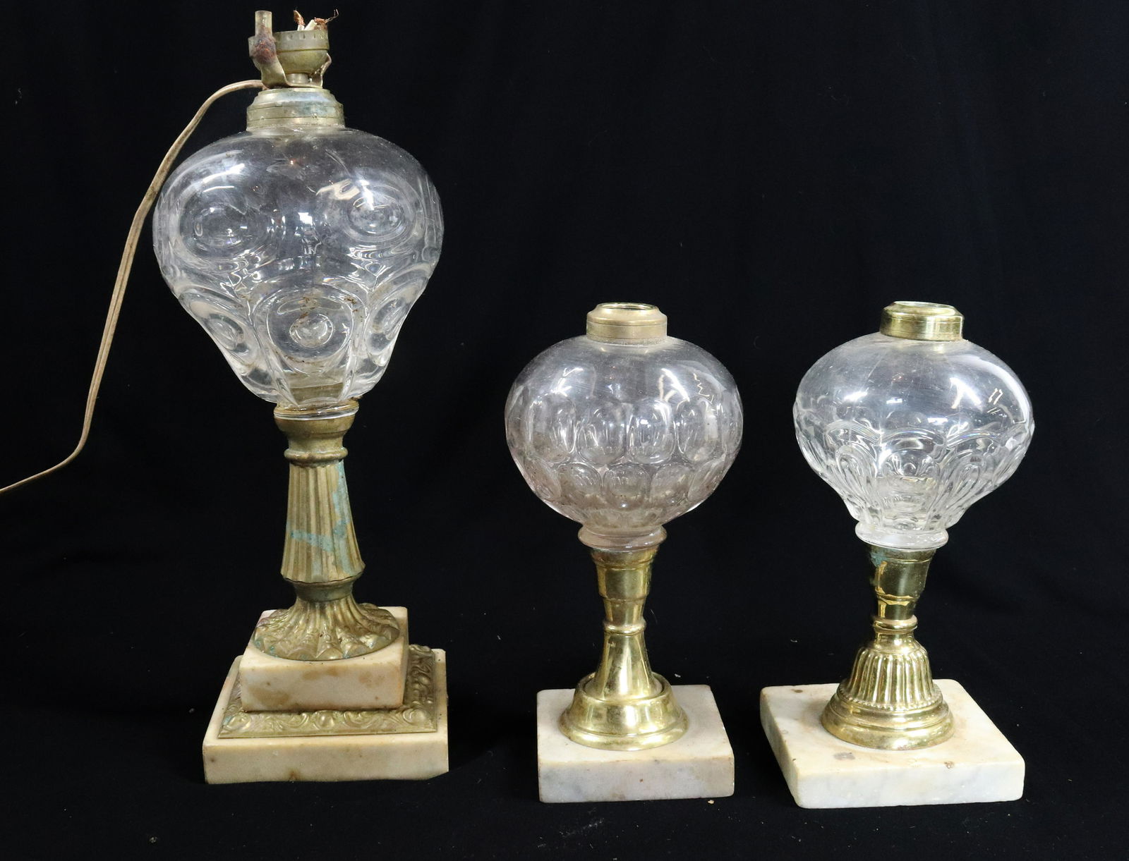 (3) EARLY PRESSED GLASS LAMPS (1 of 2)