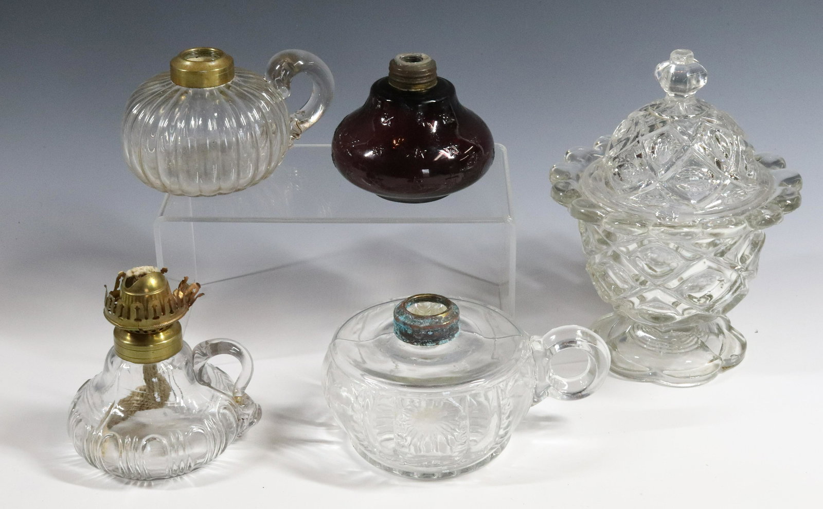 (5) KEROSENE HAND LAMPS SUGAR BOWL (1 of 2)