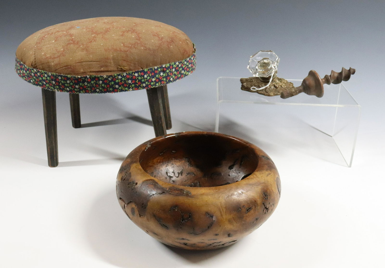 BURL WOOD BOWL FOOTSTOOL (1 of 3)