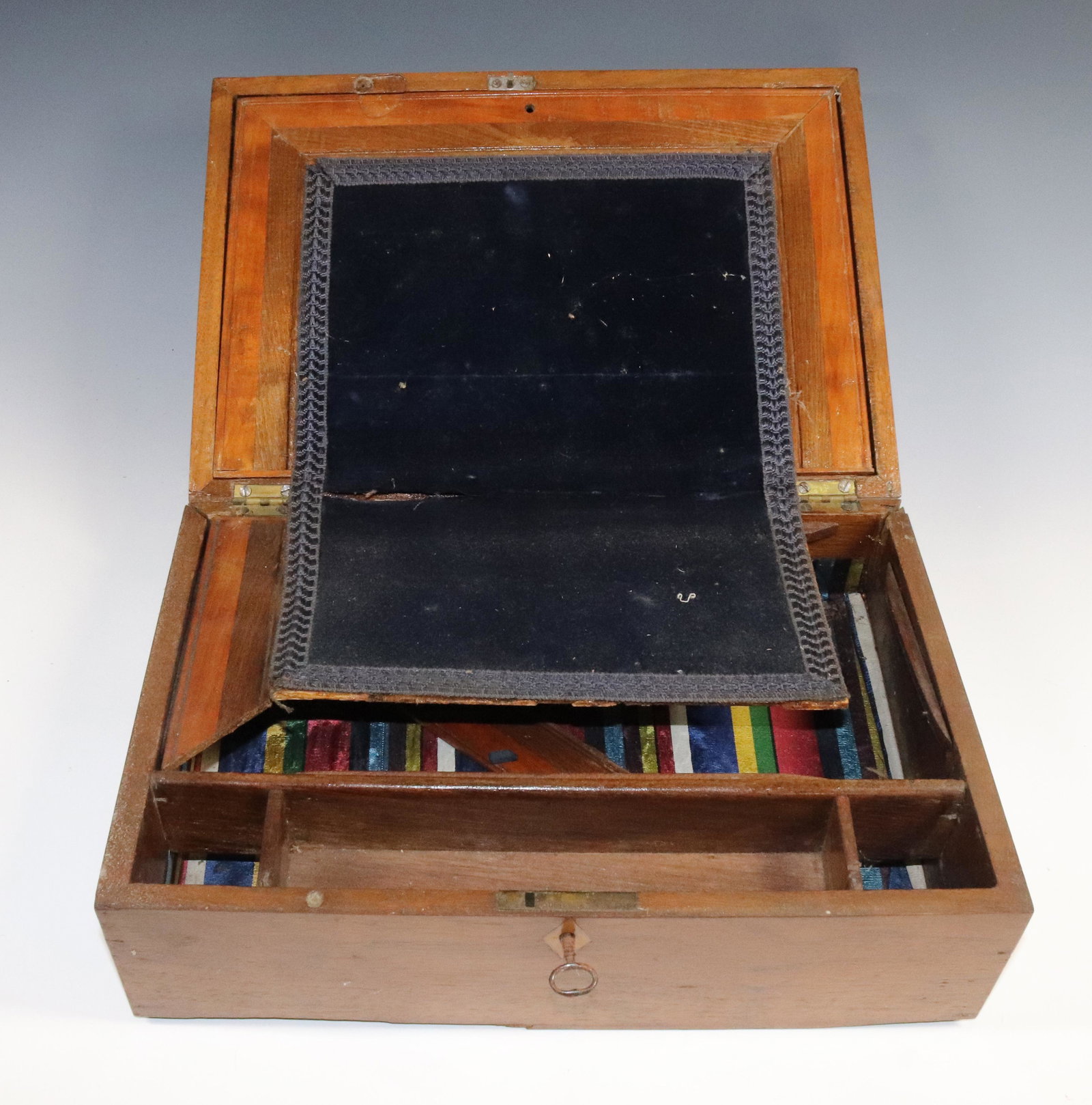 LAP DESK WALNUT WOOD: COMPLETE WITH KEY 5 1/2" X 13" X 9" Terms: Please Read Carefully before Bidding. Hartzell’s Auction Gallery Inc. will Conduct an ON-LINE ONLY Auction at 2481 Belvidere Rd, Phillipsburg, Nj. 08865. T