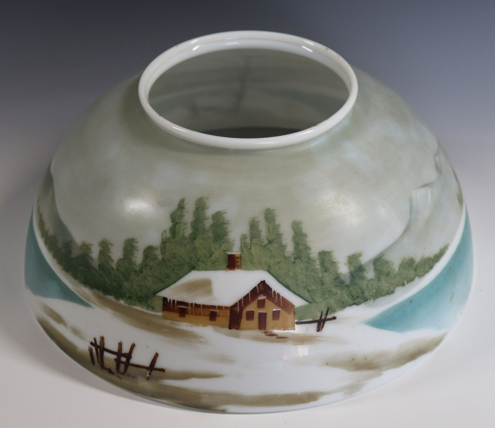 PAINTED MILK GLASS HANGING LIGHT SHADE (1 of 4)