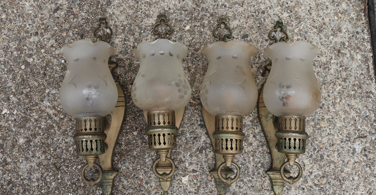 (4) BRASS WALL SCONCES/SHADES (1 of 1)